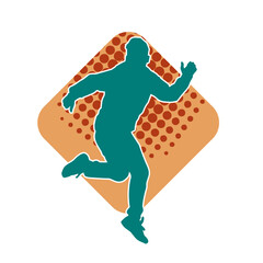 Silhouette of a slim man dancing pose. Silhouette of a male dancer in action pose.