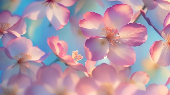 spring flowers flying in the air pattern, pastel colors