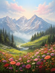 Mystical Highland Horizon: Alpine Journey Field Painting