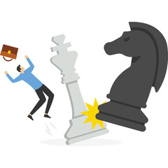 Siege in a business planning chess game, Vector illustration in flat style

