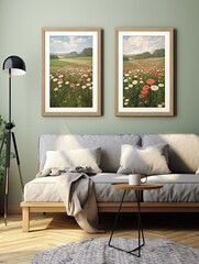 Vintage Art Print: Natural Countryside Decors Field Painting - Capturing the Beauty of the Countryside
