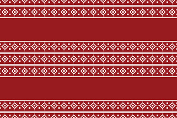 Ethnic Ikat fabric pattern geometric style.African Ikat embroidery Ethnic pattern red christmas day background. Abstract,vector,illustration.Texture,clothing,frame,decoration,motif.