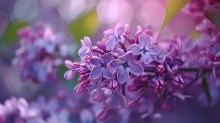 Close up of Blooming purple lilac flowers