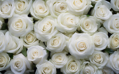 Elegant White Rose Wedding Background. Classic White Flower Wedding Wallpaper