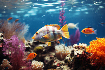 Fototapeta na wymiar Seabed Colorful Underwater Marine Life