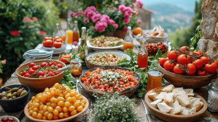 Fototapeta na wymiar Mediterranean Cuisine Delights: A Feast of Flavors