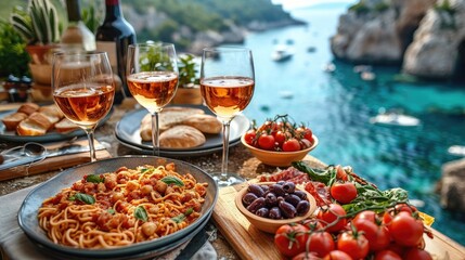 Fototapeta premium Mediterranean Cuisine Delights: A Feast of Flavors