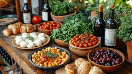 Fototapeta premium Mediterranean Cuisine Delights: A Feast of Flavors