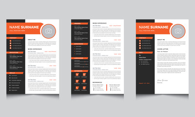  Creative Resume CV Template and Cover Letter Layout 
 - obrazy, fototapety, plakaty
