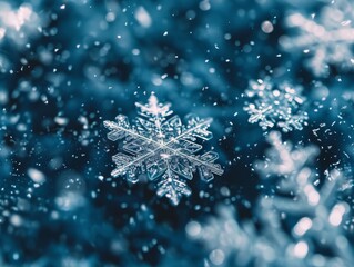 Fototapeta na wymiar Snowflake Snowflakes Snow Macro Close-up Winter Background Wallpaper Image