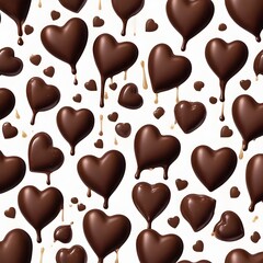 Fototapeta premium Valentine's day Set of Flat Lay of Liquid chocolate heart with drips and splashes, Valentine's day, isolated over on transparent background 