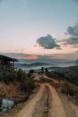 sunset on the road