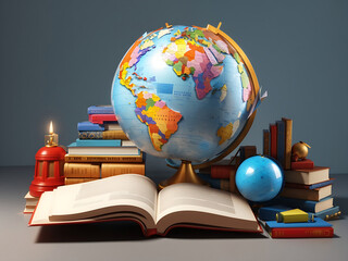 Books and Globe International Literacy Day Design.