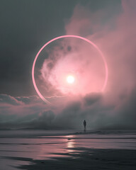 Solitude under a Pink Eclipse