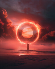 man looking in cloud