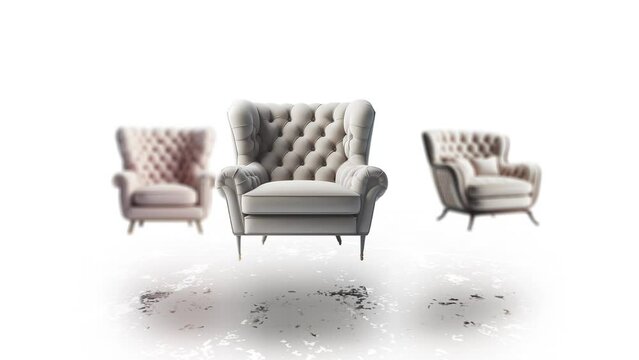 Motion animation of single seat. Sales show of furniture.