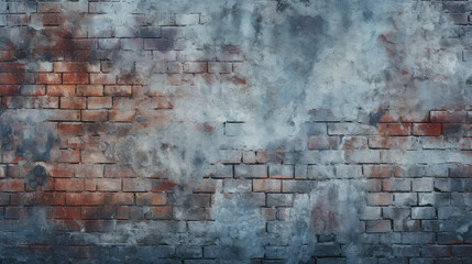 Brick wall background, cold colors grunge texture or pattern for design. Generative ai