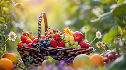 Assorted fruit basket outdoors