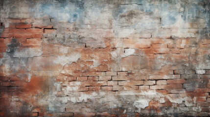 Brick wall background, discolored color grunge texture or pattern for design. Generative ai