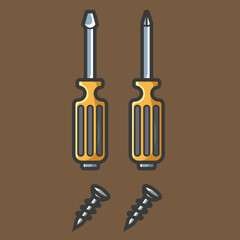 Simple cartoon carpentry and construction tools for home equipment and maintenance vector design art