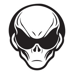 alien wearing sunglasses iconic logo vector illustration.