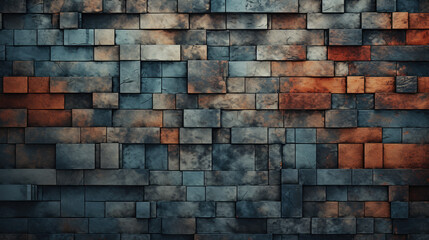 Brick wall background, technology colors grunge texture or pattern for design. Generative ai