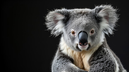 Koala Animal On Isolated Black Background, Religious Animals, National Animals, World Animals Day, Generative Ai