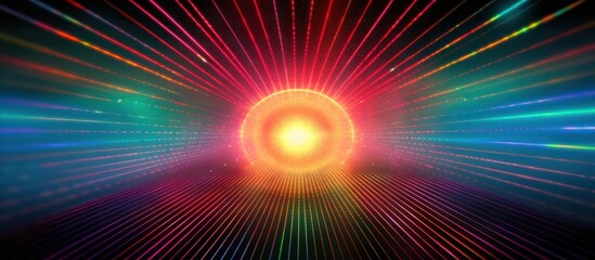 Obraz premium The background of neon lighting radiates round formations