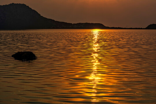 Sunset at the gialova lagoon, Greece
