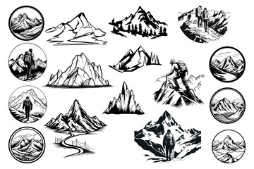 Mountains Logo Concept designs, themes, templates and vector, duck logo vector and illustration,	