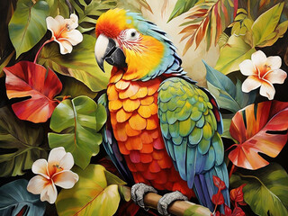 Fototapeta premium Colorful Bird Art color generative AI Photo