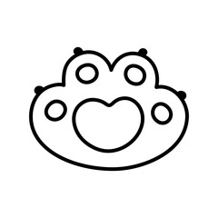 Cat paw with heart. Heart on animal paw. Cute Cat Paw. Concept of Love for Animals, Animal Clinic. Vector illustration in doodle style