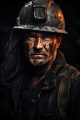 Fototapeta premium Coal mine worker portrait art abstract photo