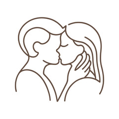 Line art of a kissing couple.