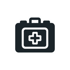 Black first aid kit icon on a white background.