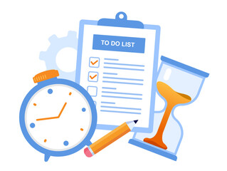 Schedule time management, target, deadline concept, planner, planning and organization, flat vector illustration banner for website