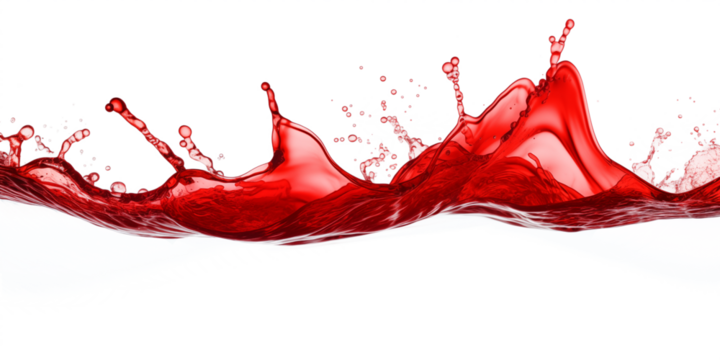 Horizontal Red Water Splash Isolated Transparent, Generative AI