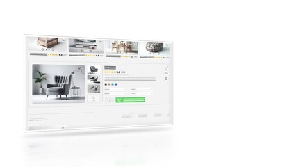 Furniture website animation. E-commerce and shopping products. Household goods sales webpage