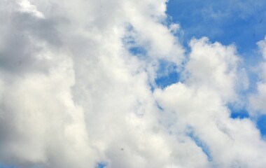 Obraz premium photo of white sky and bright blue clouds