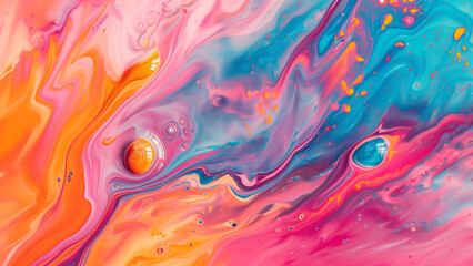 Abstract Liquid Painting with Bright Acrylics