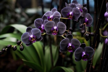 Using depth of field, focus on black orchids. © LimeSky