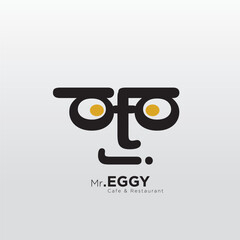 illustration of a head people with egg on glasses for logo