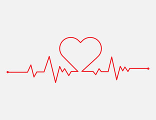 Heartbeat pulse vector line icon. Pulse isolated on white background. Heartbeat, cardiogram. Vector...