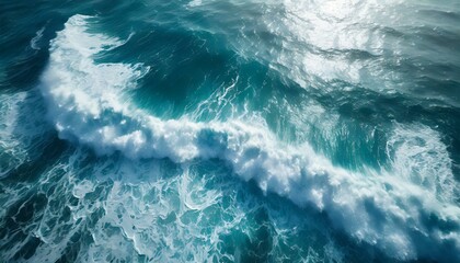 on the beach ocean sea water white wave splashing in the deep sea. Drone photo backdrop