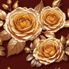 Seamless Golden rose pattern