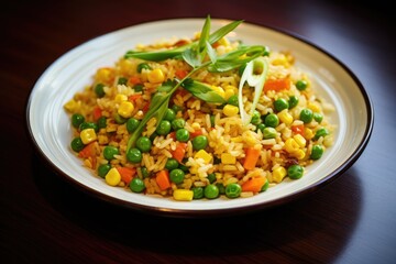 Vegetable and egg fried rice with homemade touch