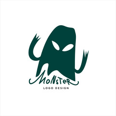 Vector Illustration of a Green Monster and alien for the logo