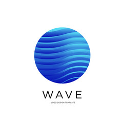 Vector Blue Wave illustration in the circle for Logo Design
