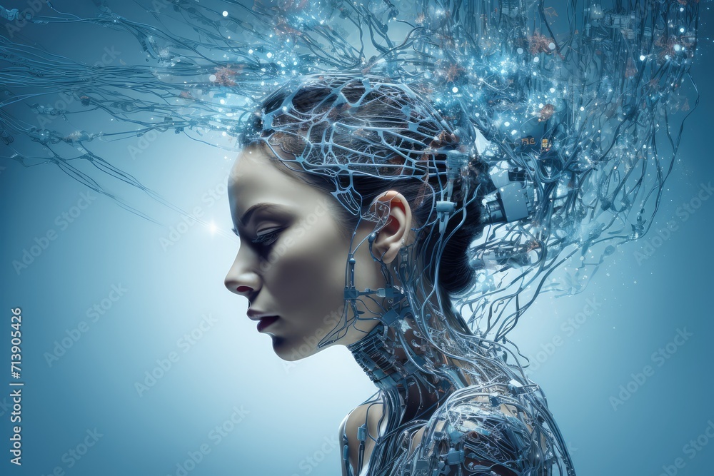 Poster aging brain complex puzzle - mind game ingenious synapses pathways. wit visionary, brain's visualiza