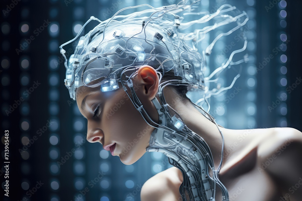 Poster aging brain complex puzzle - mind game ingenious synapses pathways. wit visionary, brain's visualiza